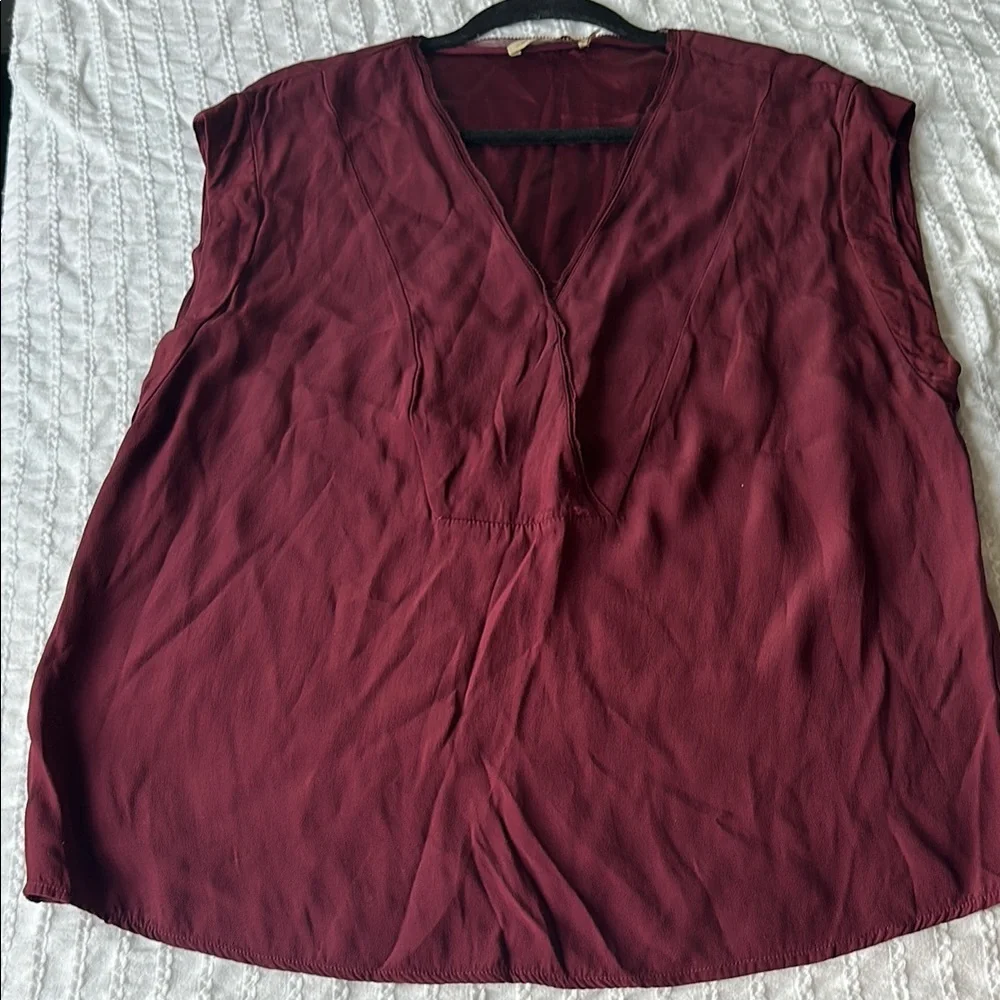 Red Wrap Blouse with Relaxed Fit - Picture 1 of 10
